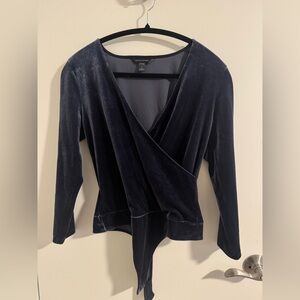 Banana Republic Dark Blue Velvet Wrap Top